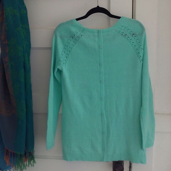 Button on Back Mint Sweater - Picture 4 of 4
